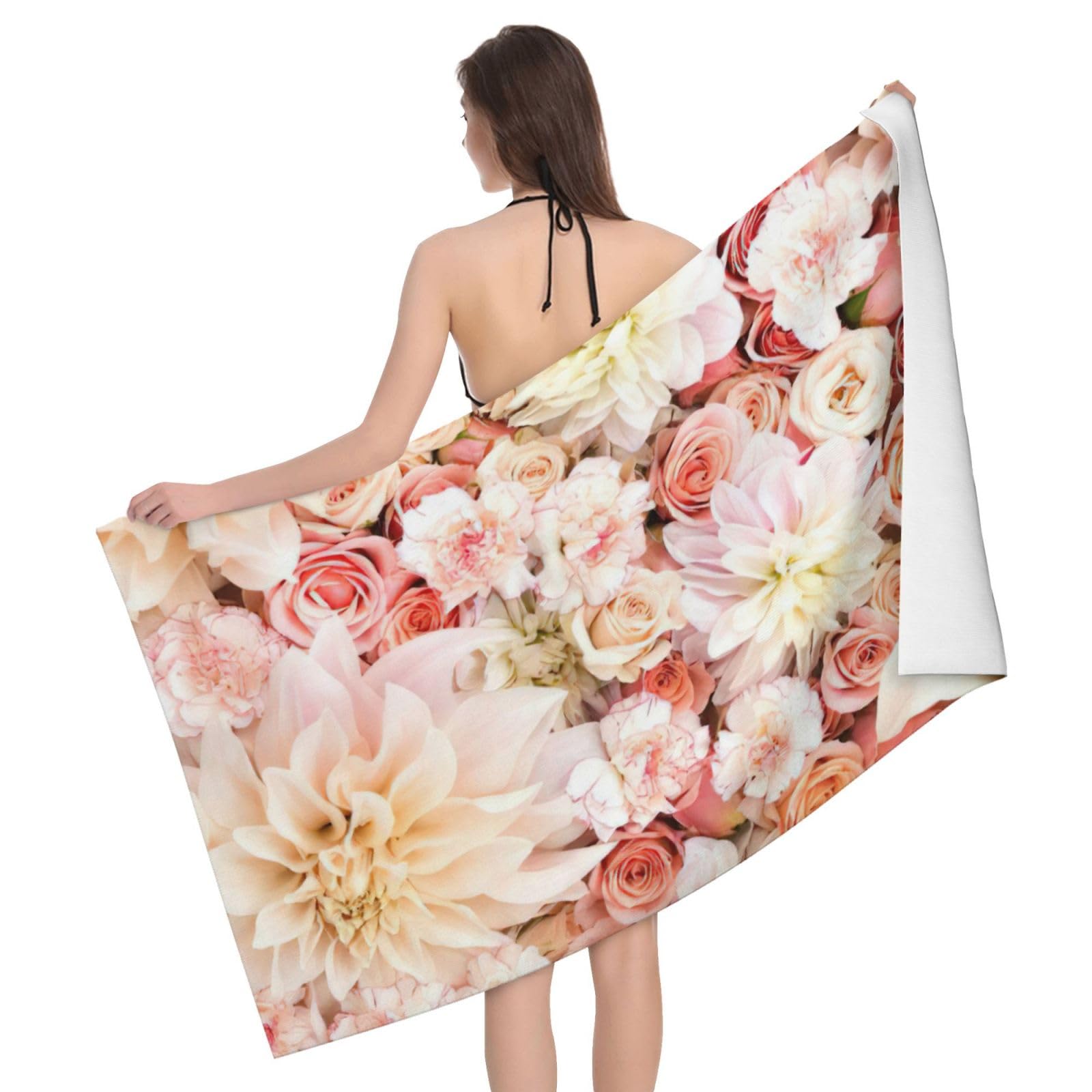 Serviette de bain très absorbante microfibre douche fleur blanche
