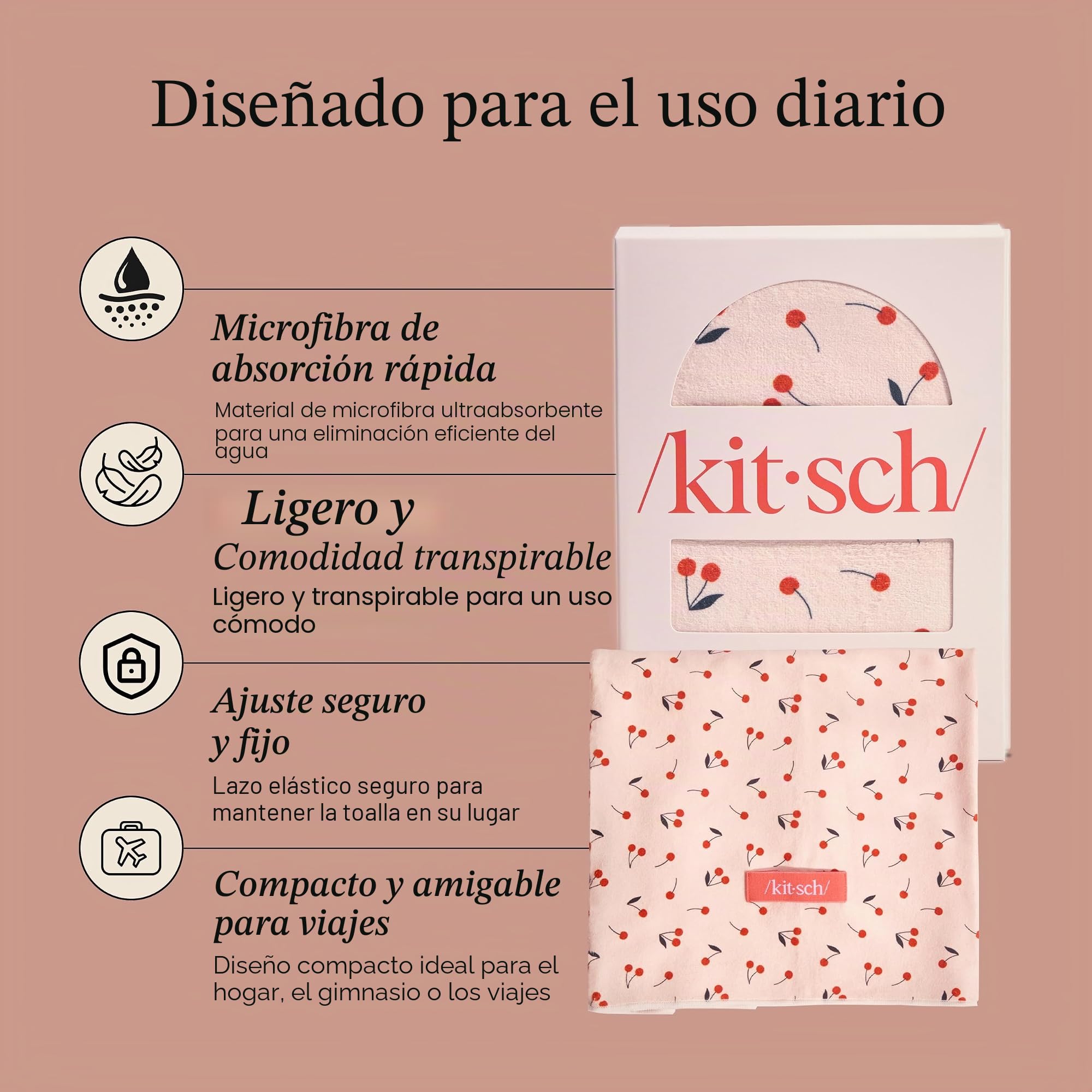 Kitsch Toalla de microfibra XL para mujer, toalla de microfibra, súper absorbente, de secado rápido, antiencrespamiento, para cabello largo y corto, turbantes para mujer, envoltura de cabello húmedo y