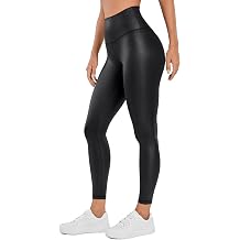 CRZ YOGA Butterluxe Women's 25'' Matte Faux Leather Leggings - High Waisted Stretch Leather Trousers Pleather Tights