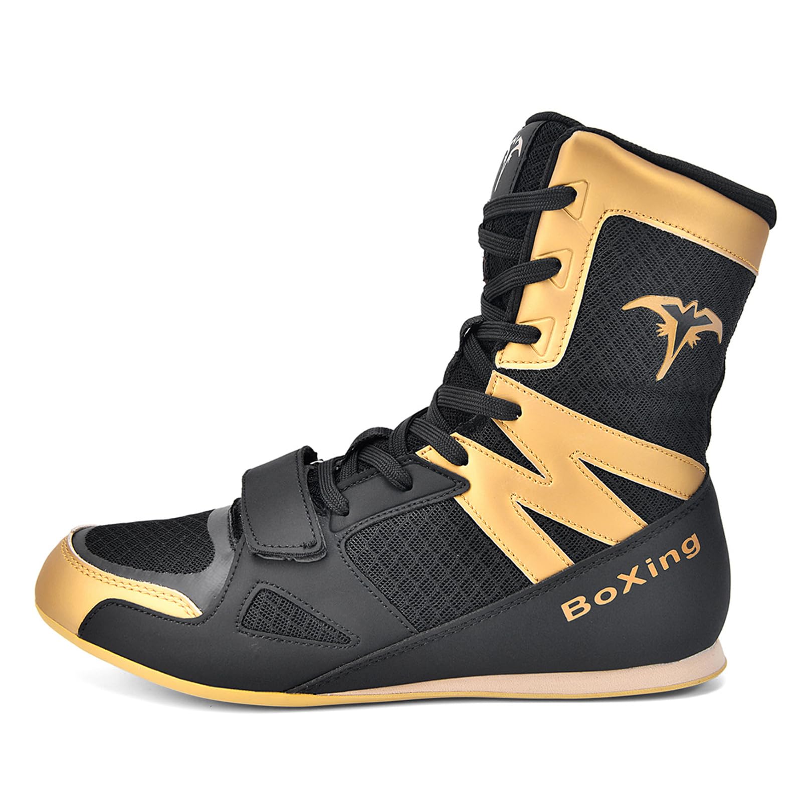 Zapatillas Boxeo Hombre Zapatillas Lucha Libre Profesional Caña Alta | Malla transpirable Correa en el tobillo Suelas antideslizantes Ligero Artes marciales Combate Entrenamiento físico