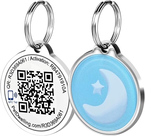 Etiquetas de identificación de mascotas con código QR con símbolo del universo, etiquetas para perros, etiquetas para gatos, conéctate al perfil de