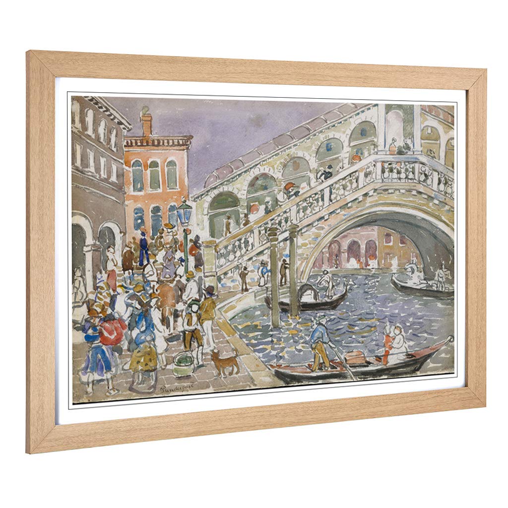 Big Box Art Framed Print of Maurice Pendergrast Rialto Bridge Design | Wall Art Picture | Home Decor for Kitchen, Living Room, Bedroom, Hallway, Oak, A2 / 24.5x18 Inch / 62x45cm