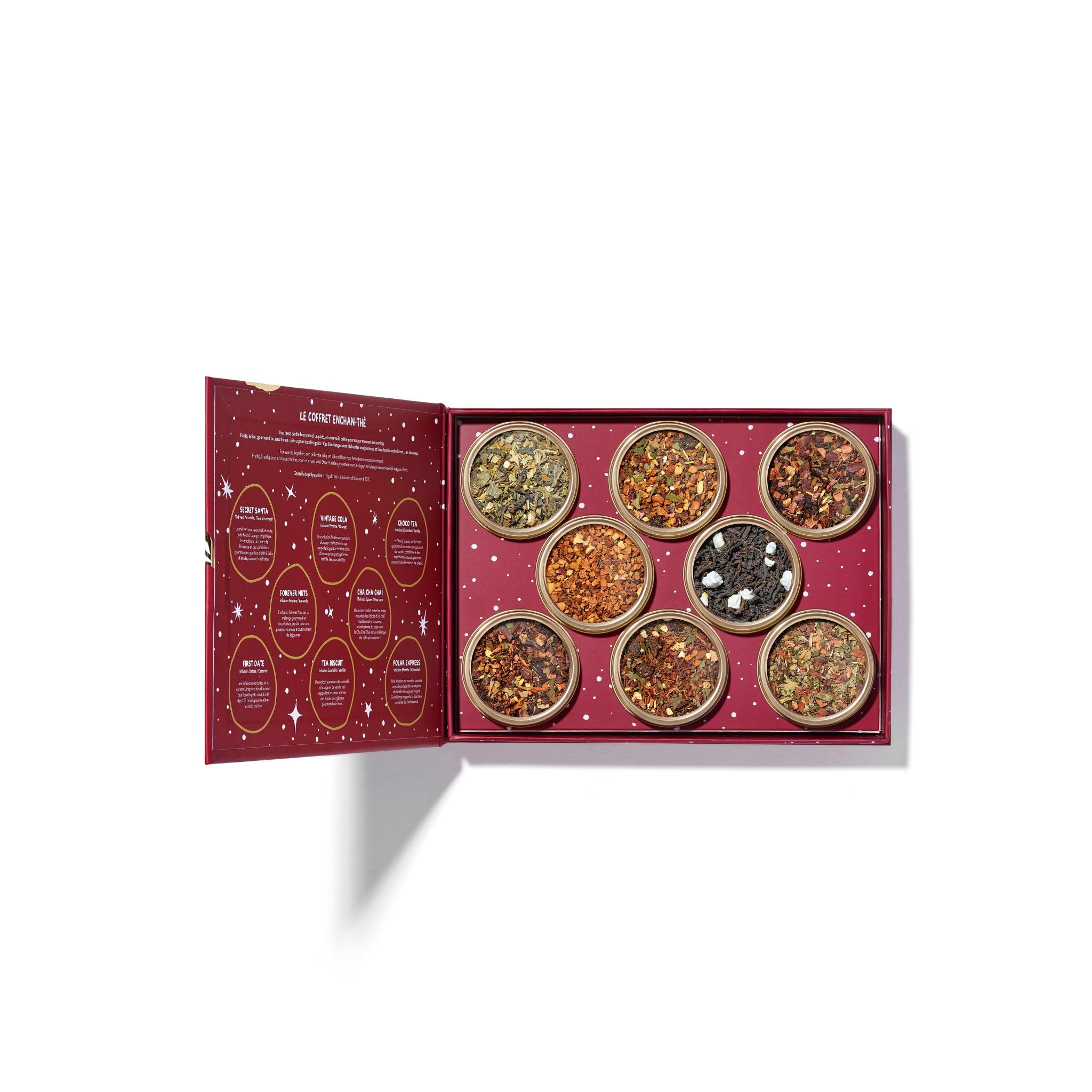 Panda tea - Coffret 8 Boîtes de Thés et Infusions en Vrac - Coffret cadeau à offrir (assortiment festif) - Thé Noir, Rooibos - Idee Cadeau à offrir
