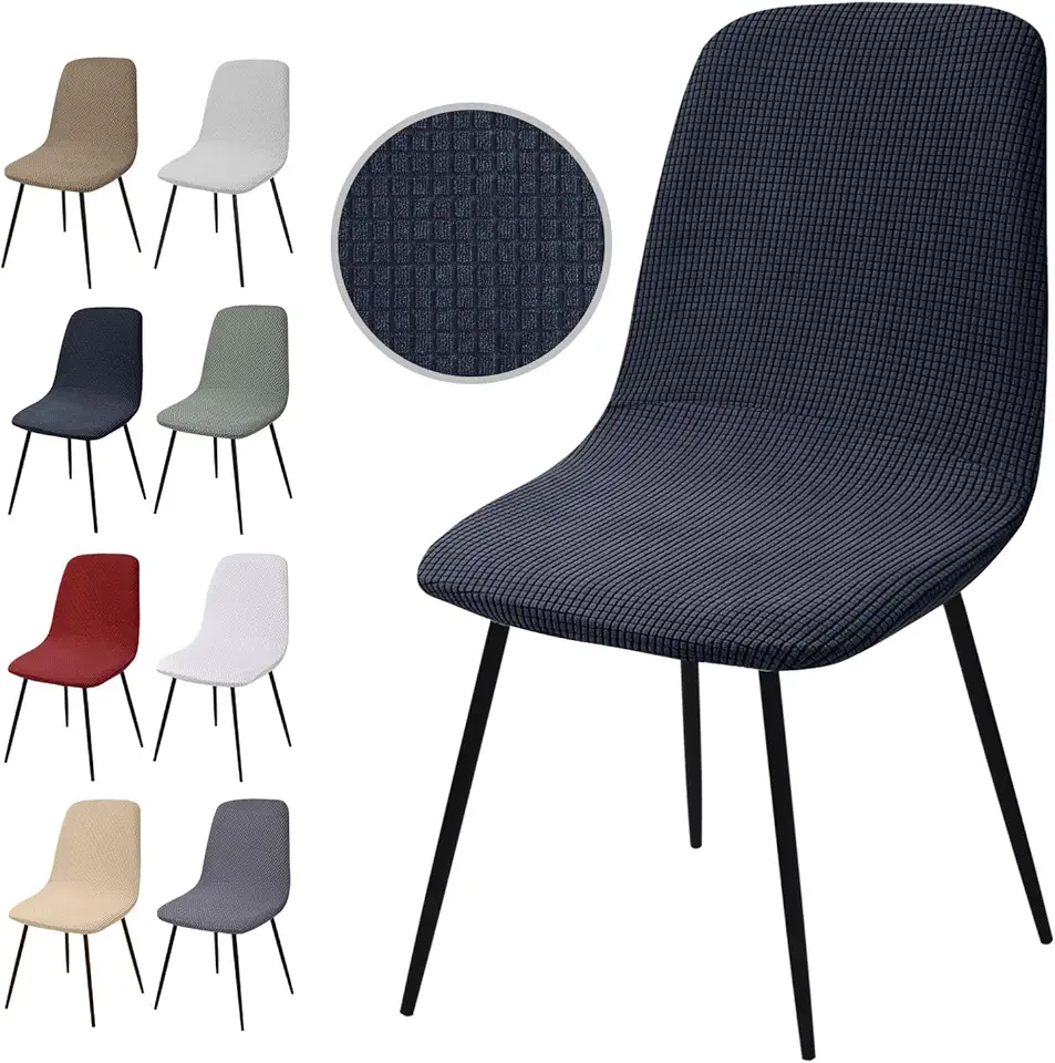 Housse de Chaise Extensible 2 pièces, Housse de Salle à Manger Amovible Lavables Couverture de Chaise en Jacquard Revêtement de Chaise pour Salle à Manger,Hôtel,Décor,Mariage(Y-Gris Foncé, 2 Pièces)