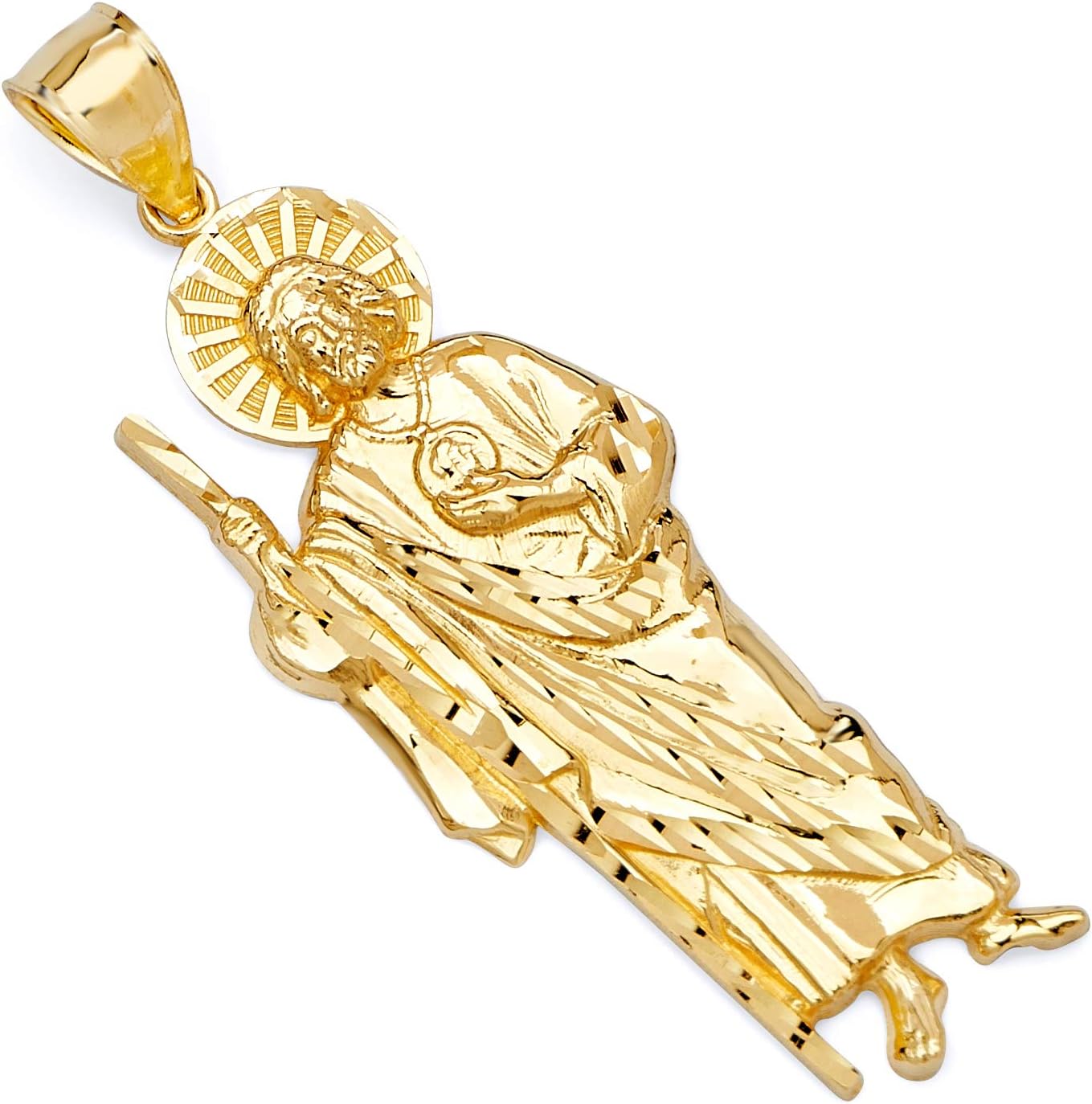 14k REAL Yellow Gold Religious Saint Jude Thaddeus Charm Pendant