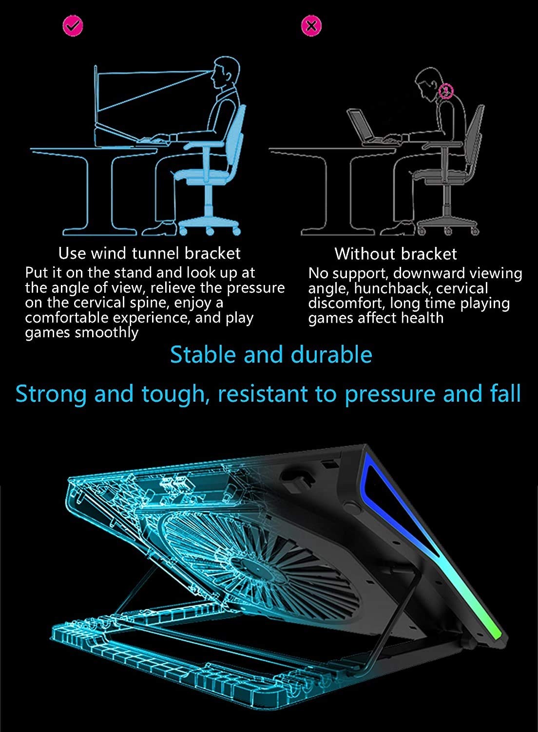 Raffreddamento del laptop Pad 15.6 "-17.3" Radiatore di raffreddamento Raffreddamento Raffredding Tappetino da glip Ventilatori a LED LED e 2 porte USB supporti regolabili for laptop angolo di al