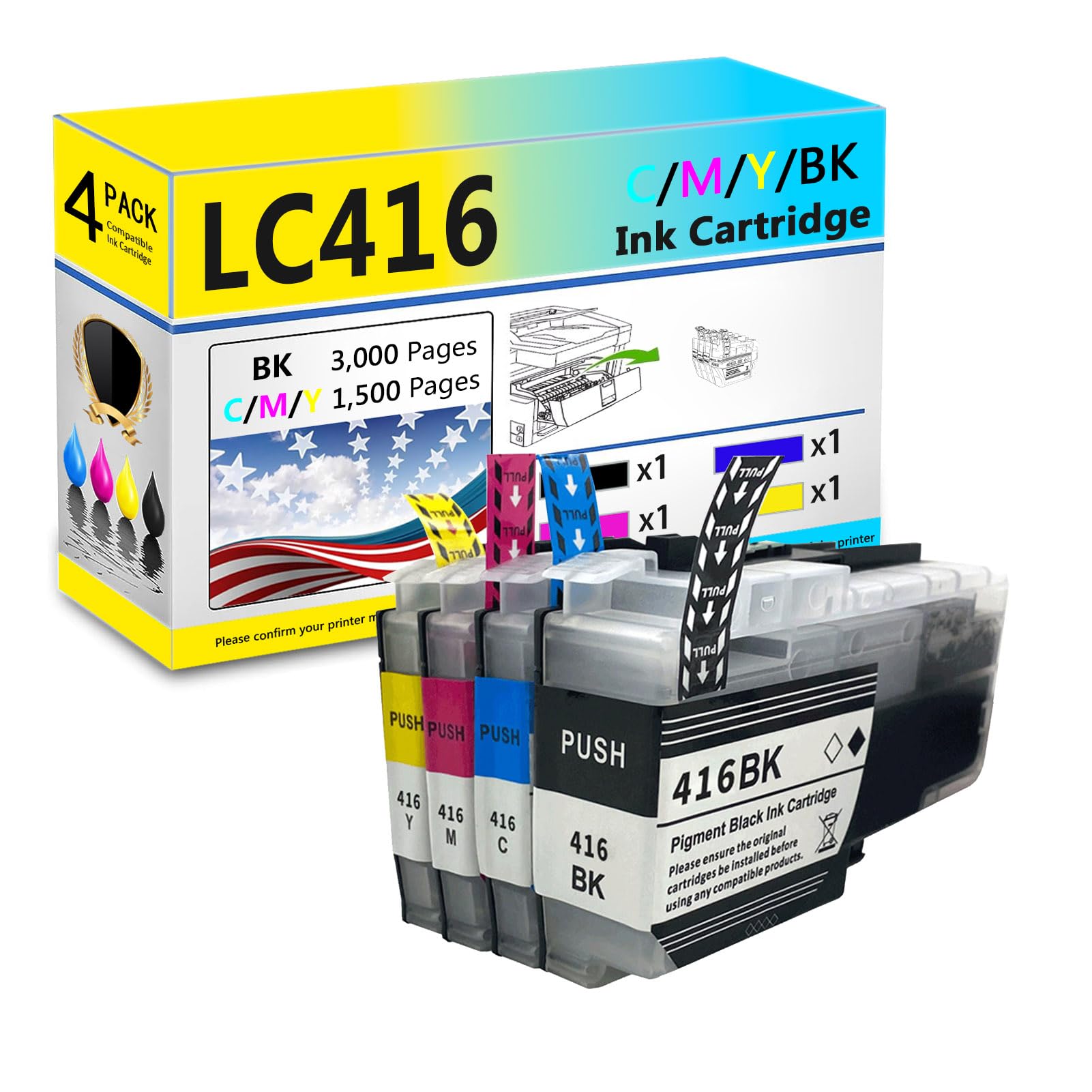 Amazon.com: Replacement LC416 Ink Cartridges Compatible for  