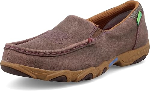 Twisted X Women's Slip-On Driving Moc, Moc Toe with CellStretch, Dusty Merlot, 6
