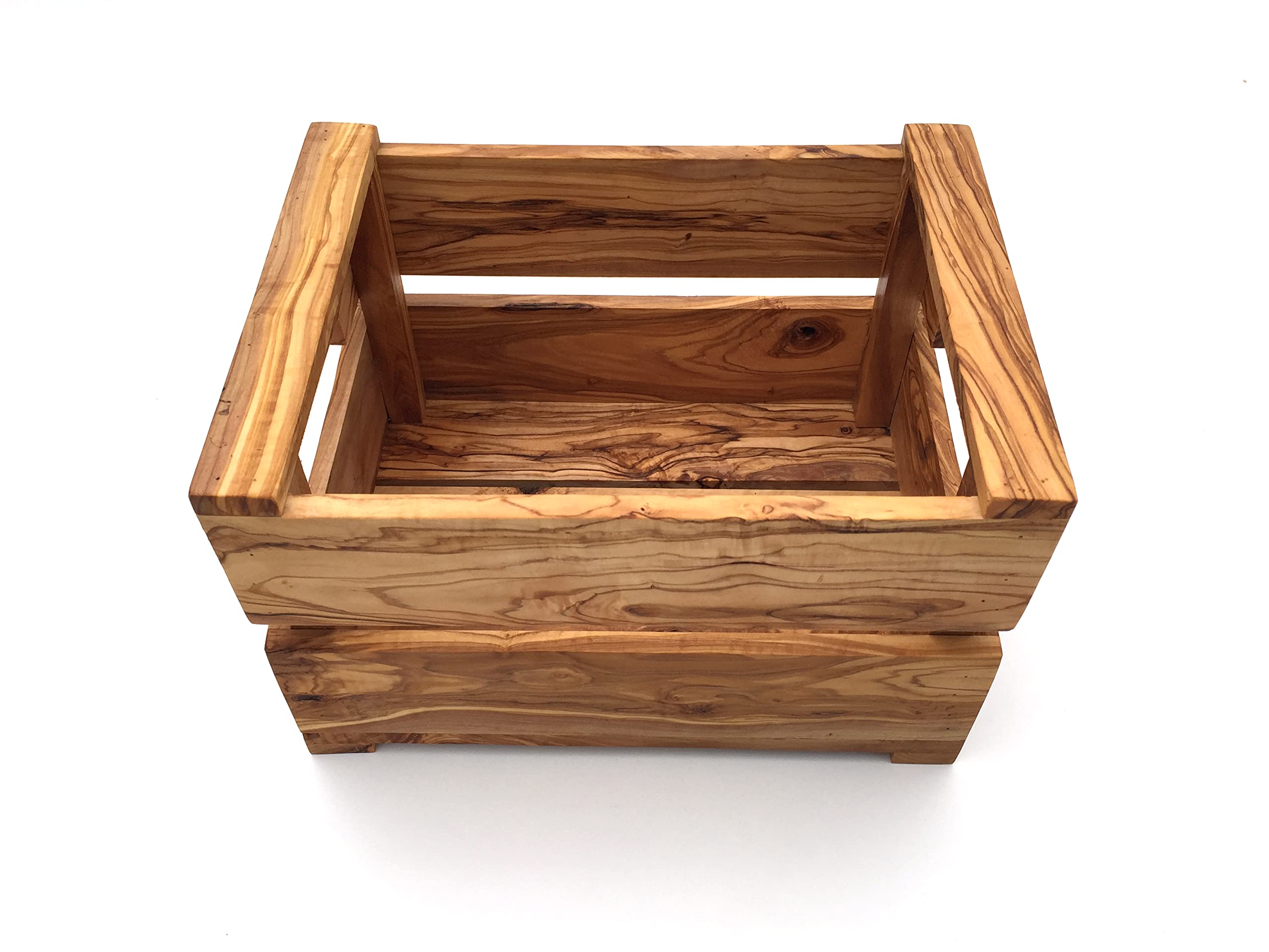 Skrzynka wykonana ręcznie z drewna oliwkowego, rozmiar M, 30 x 22 x 19 cm, do przechowywania, skrzynka na warzywa, owoce, dekoracja, wysokiej jakości