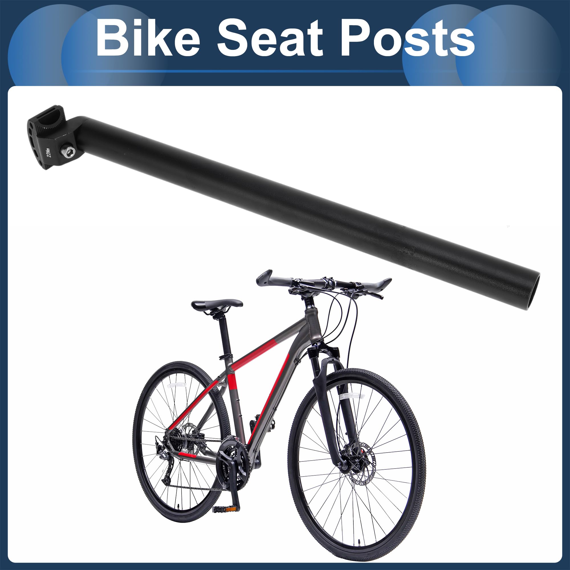 INFINAUTO Fahrradsattelstütze, 31,6 x 450 mm, Sattelstütze, Sattelrohr, Aluminiumlegierung, schwarz, extra lang, verstellbarer Winkel mit Befestigungsclip Sport & Freizeit