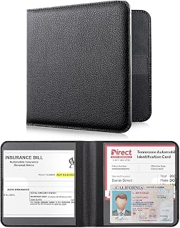 Car Registration and Insurance Card Holder for Document, Cards & License (Black-S1)