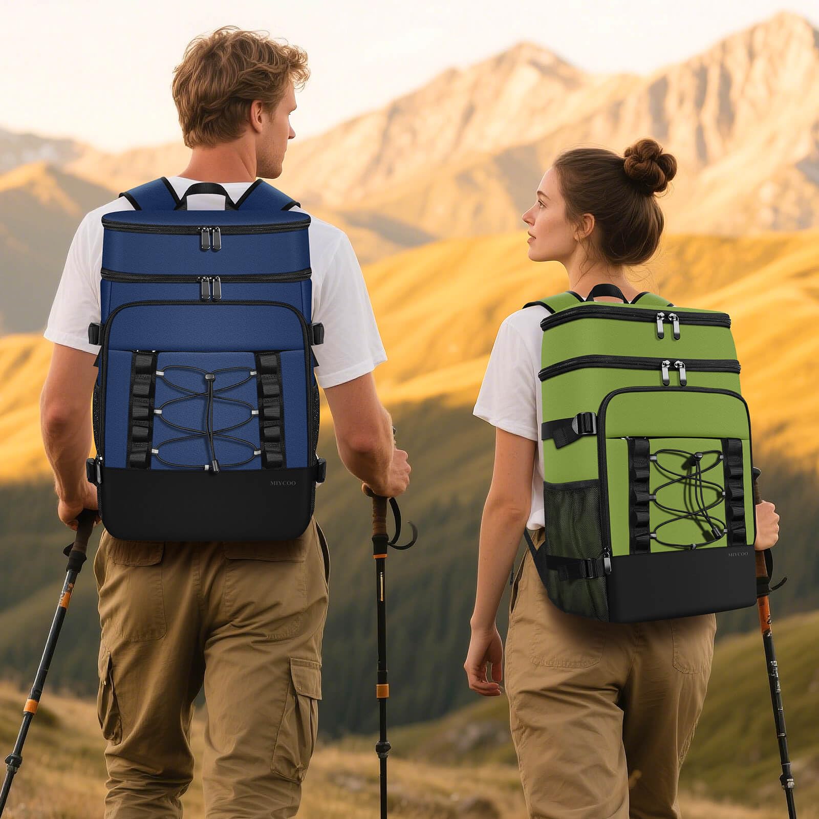 MIYCOO Zaino termico per uomo e donna, 2 scomparti a prova di perdite, 40 lattine | Zaino termico con cinghie per vino, apribottiglie per spiaggia, viaggi, picnic, pranzo, escursionismo, barbecue, campeggio