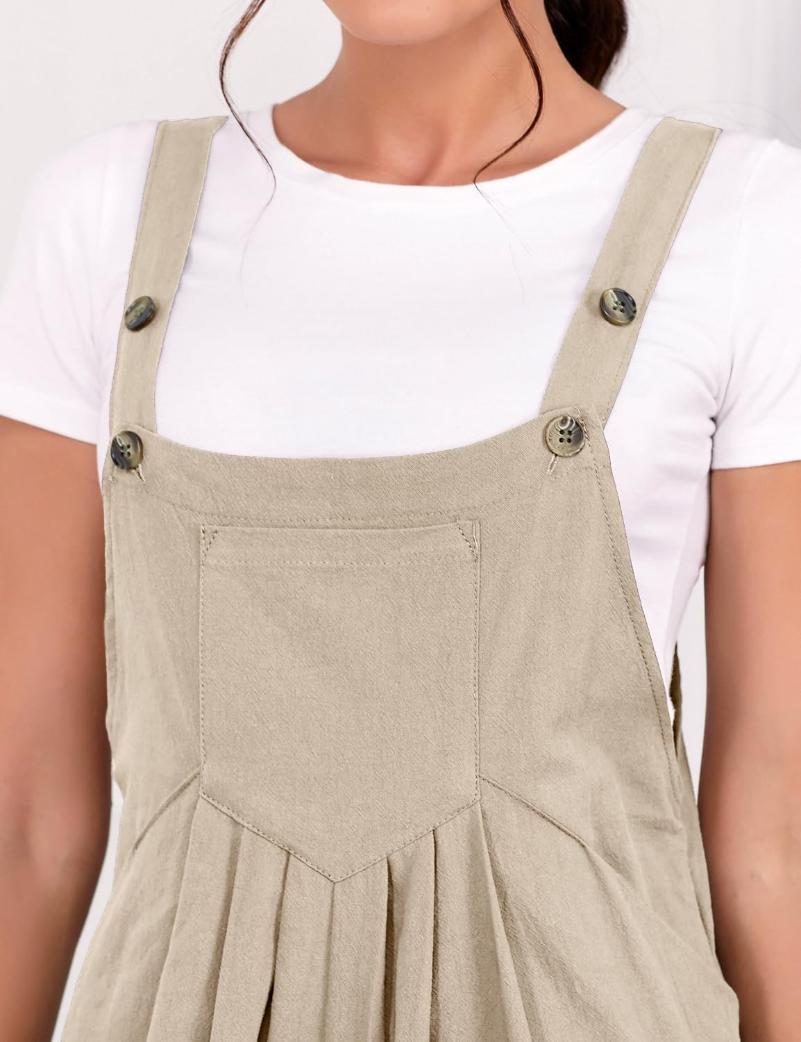IDEALSANXUN Wide Leg Overalls for Womens Casual Cotton Linen Baggy Loose Maternity Summer Beach Jumpsuits Romper