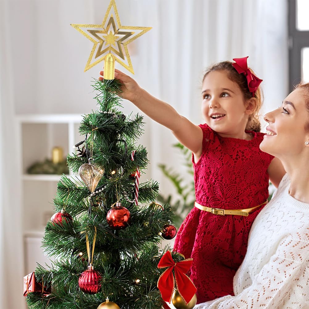 Árbol Navidad Topper, Estrella Punta Arbol Navidad, Christmas Tree Topper, Topper de árbol de Estrella para Decoración,20CM
