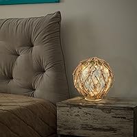 Vista 5 de SAILINGSTORY - Flotador de pesca de cristal, lámpara náutica, decoración costera de playa, bola de vidrio agrietado, luz nocturna de 6 pulgadas