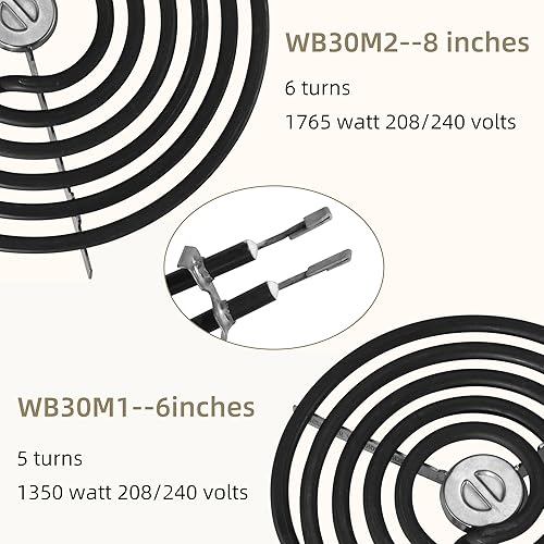Miniatura 5 de Sartenes de goteo cromadas WB31T10010 (6 pulgadas) WB31T10011 (8 pulgadas) y elemento de quemador de estufa eléctrica de superficie WB30M1 (6