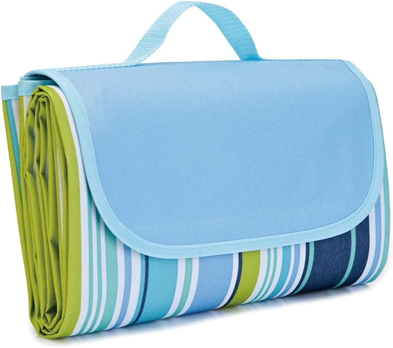 Waterproof Foldable Outdoor Camping Mat Widen Picnic Mat Plaid Beach Blanket Baby Multiplayer Tourist Mat-Blue Stripes