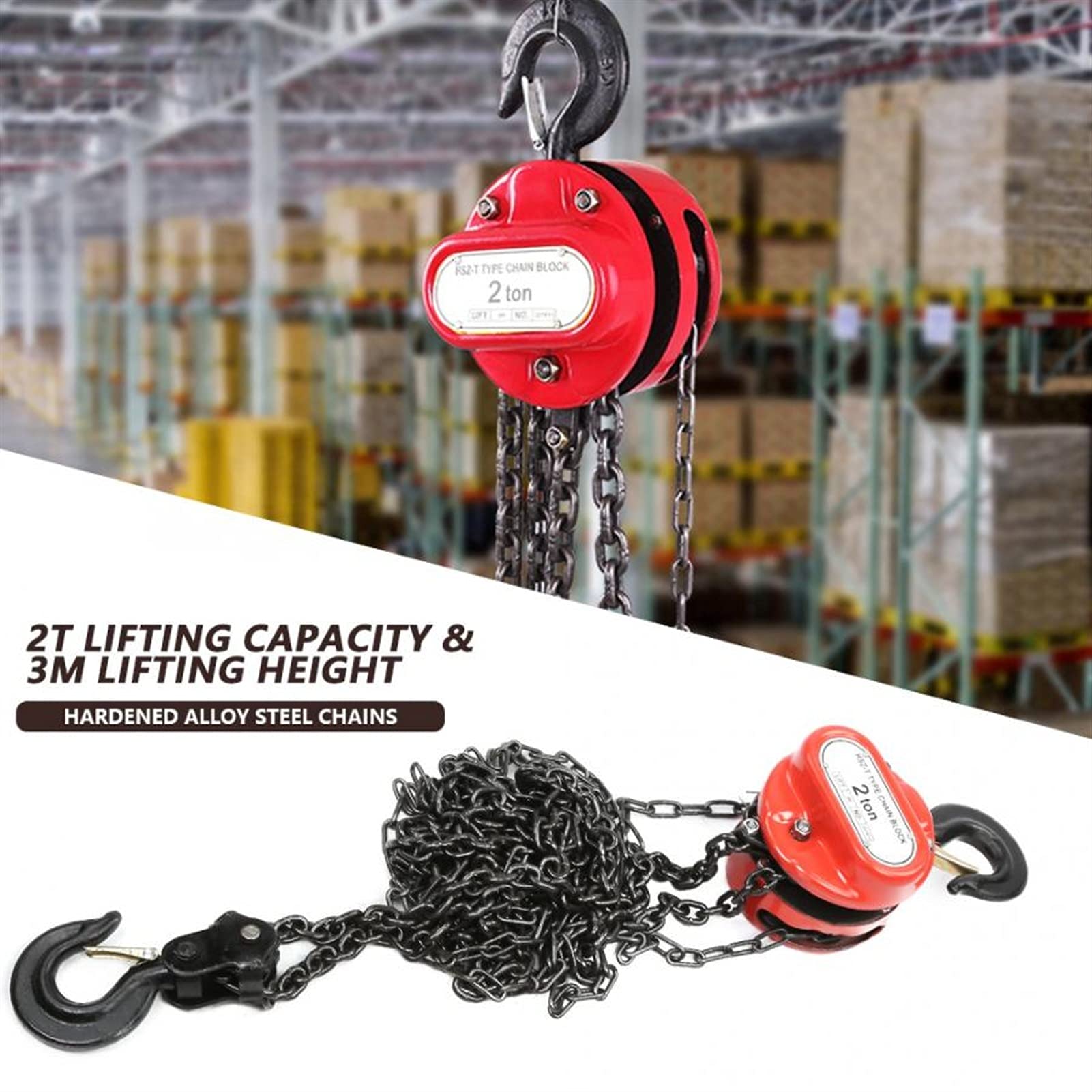 Verricello Elettrico, 2t catena estrattore di blocchi puleggia utensili a mano 3metro sollevamento w gancio strumenti accessori consegna domestica