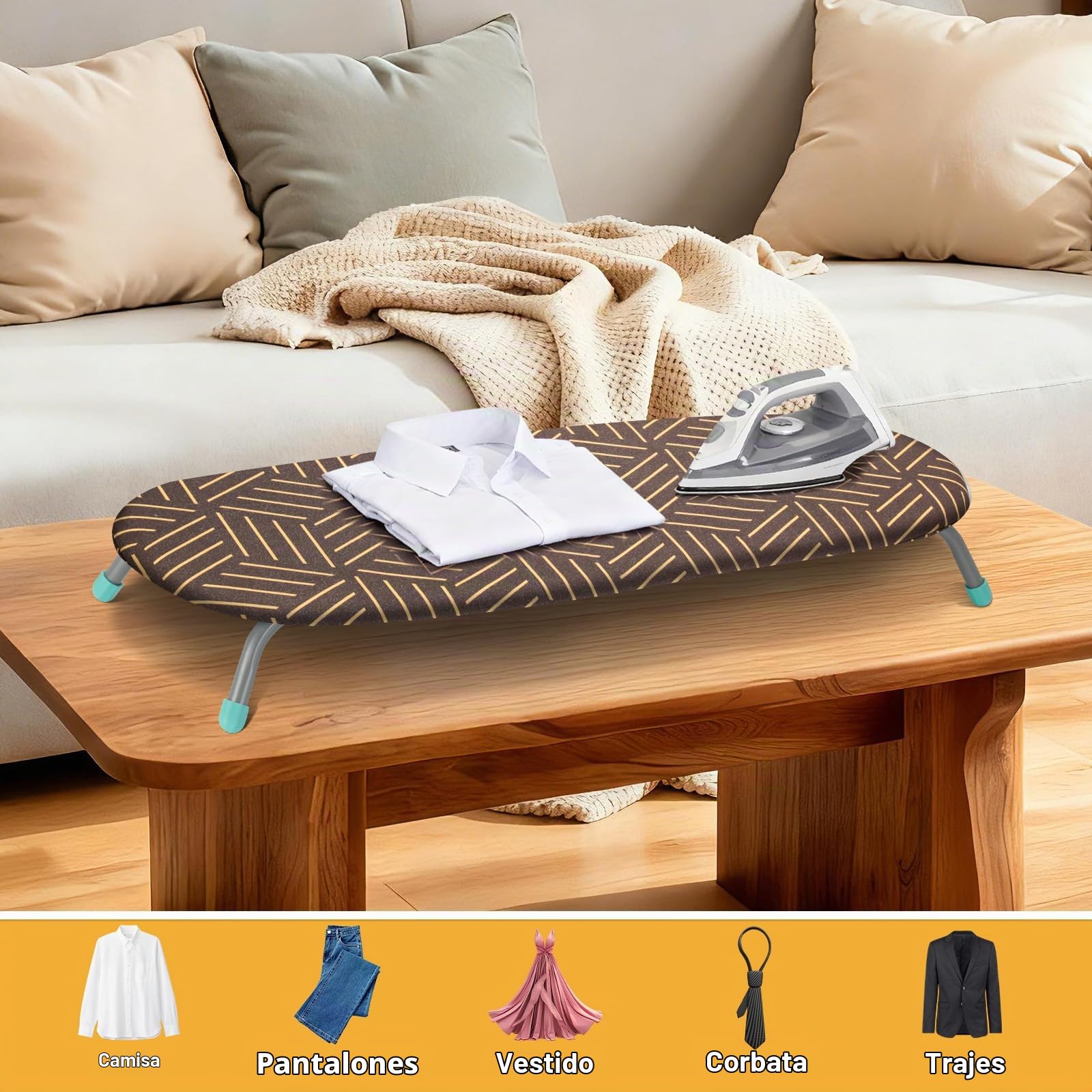 AiQInu Tabla de Planchar Pequeña con Soporte Antideslizante para Plancha, Tabla de Planchar de Mesa Portátil con 2 Fundas Resistentes al Calor, para Viajes y Uso Doméstico
