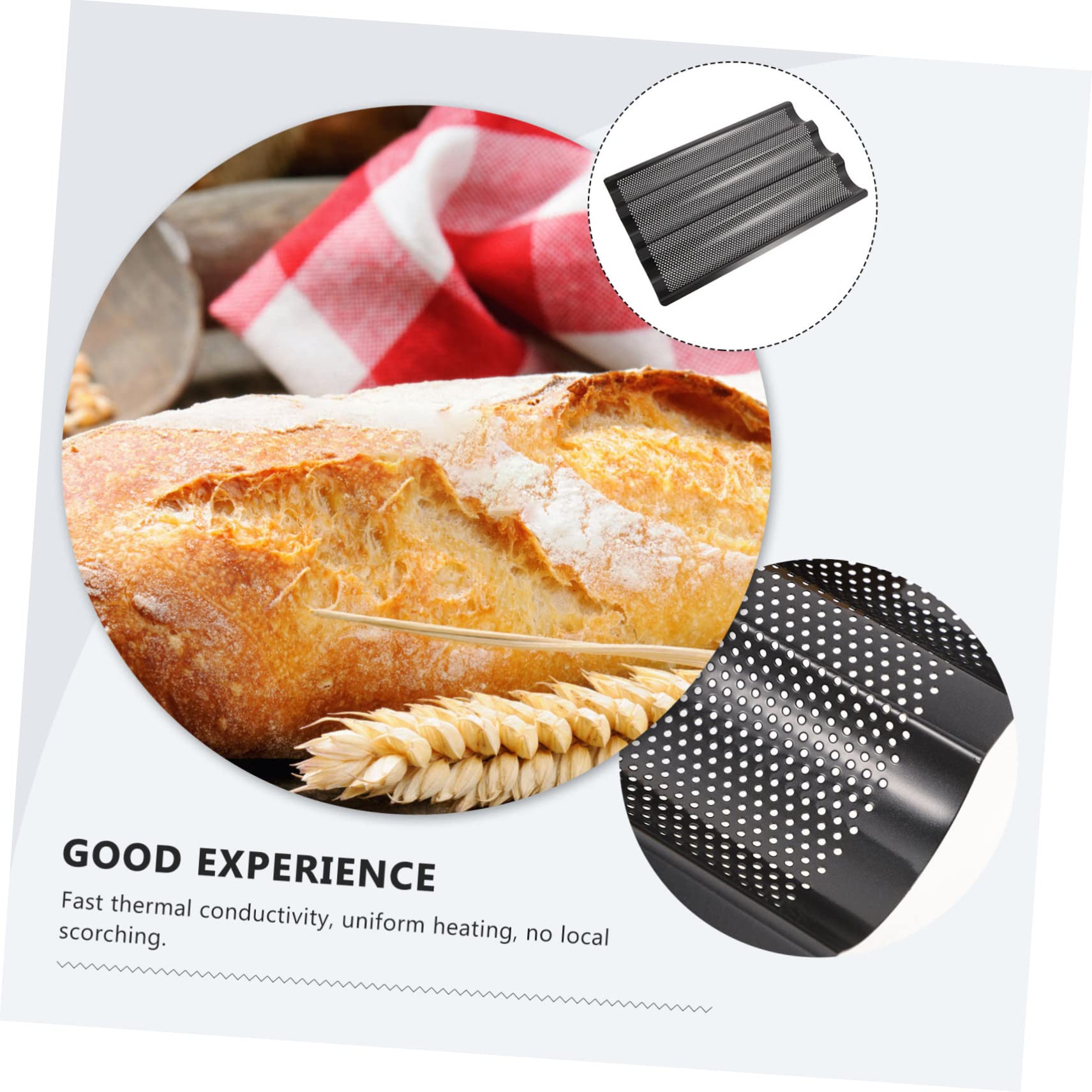 FUNOMOCYA 3-slot French Bread Baking Nonstick Easy to Clean Stainless Steel Baking Pan