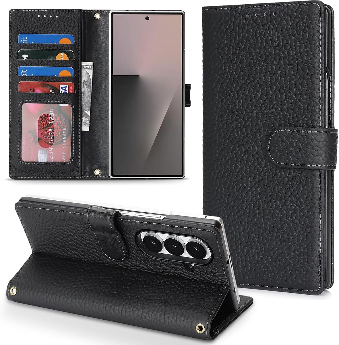 Genuine Leather Case for Galaxy Z Fold7 Wallet Case
