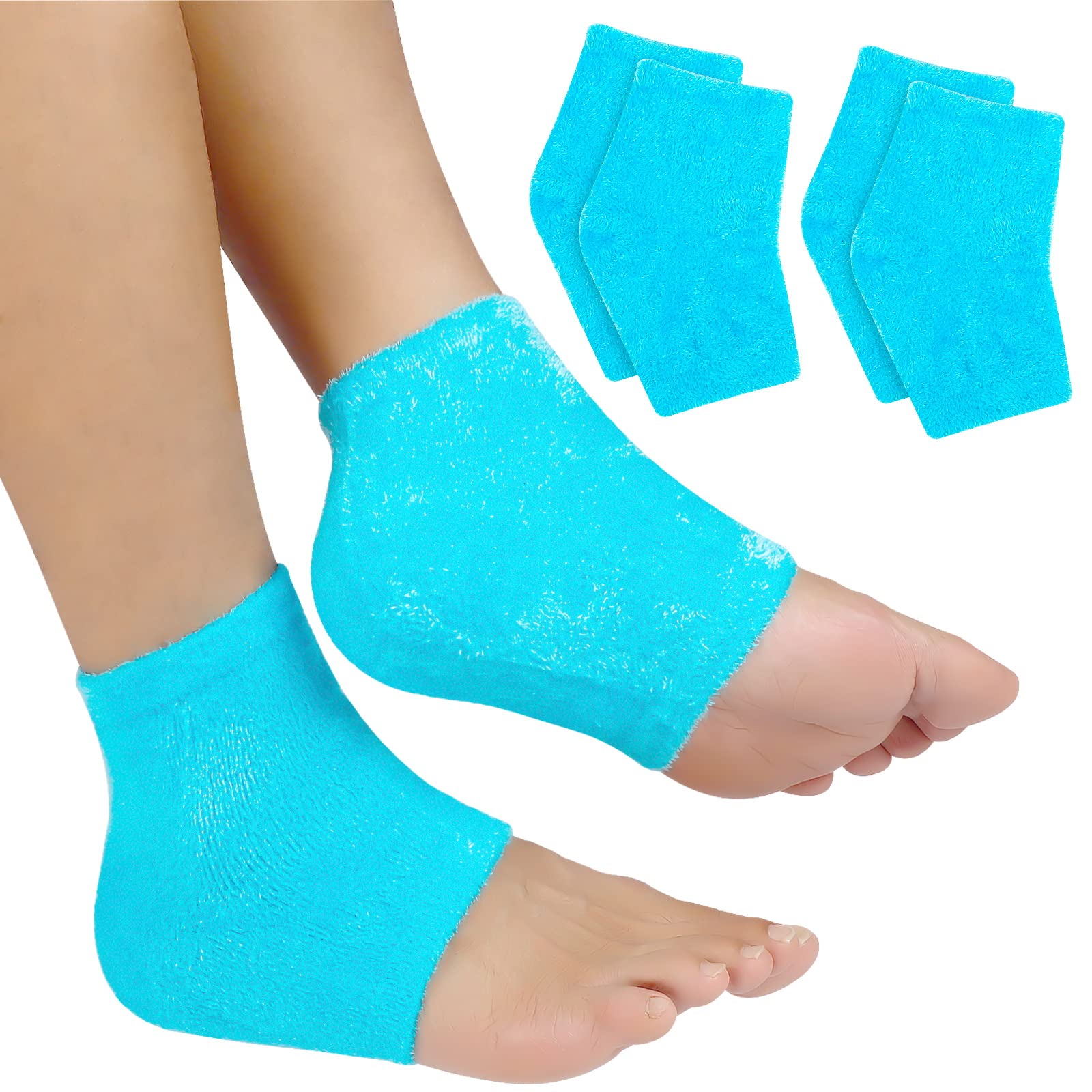 Moisturizing Heel Socks Pairs Gel Lined Fuzzy Toeless Spa
