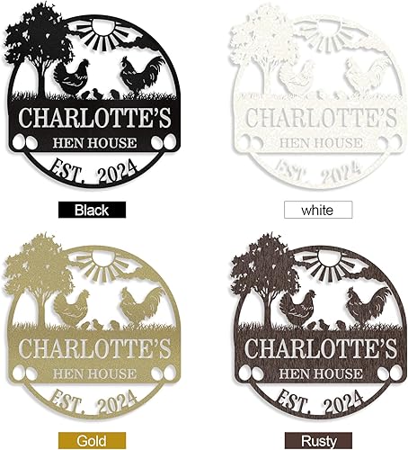 Miniatura 8 de Letrero de pollo divertido personalizado, decoración de pared de gallinero personalizado, letreros de granja de metal para exteriores, letrero de