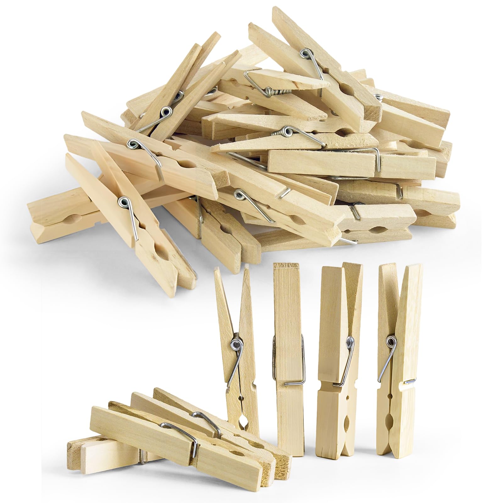 Pegs It Wooden 102 Clothes Pegs For Washing Line | Laundry Pegs With Metal Coil Spring For Small Laundry Items | Pegs For Washing Line, Diy Projects & Woodcrafts | Uk Traditional Laundry Pegs