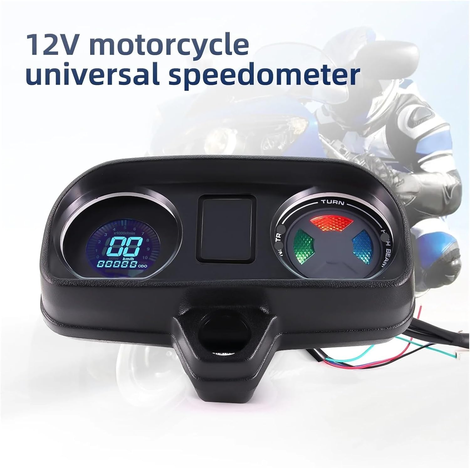 Motorcycle Speedometer Gauge Digital Odometer Dashboard Universal Tachometer Motorcycle Instrument Most Motorbike Panel Fuel Level Meter 7 Color LED 12V