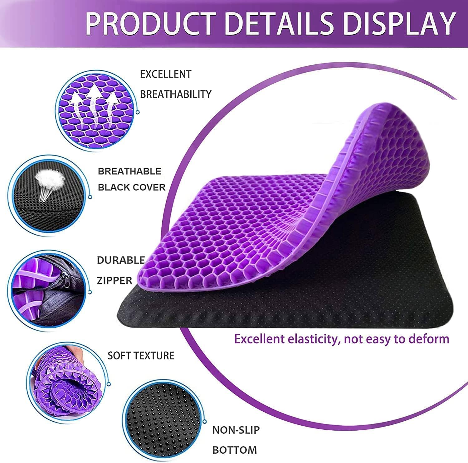 Gel Seat Cushion for Long Sittings-Purple, Chair Cushions, Car Seat Cushion, Office Chair Cushion, Home Office Accessories, Donut Pillow, Gaming Chair, Gel Cushion, Pregnancy Pillows