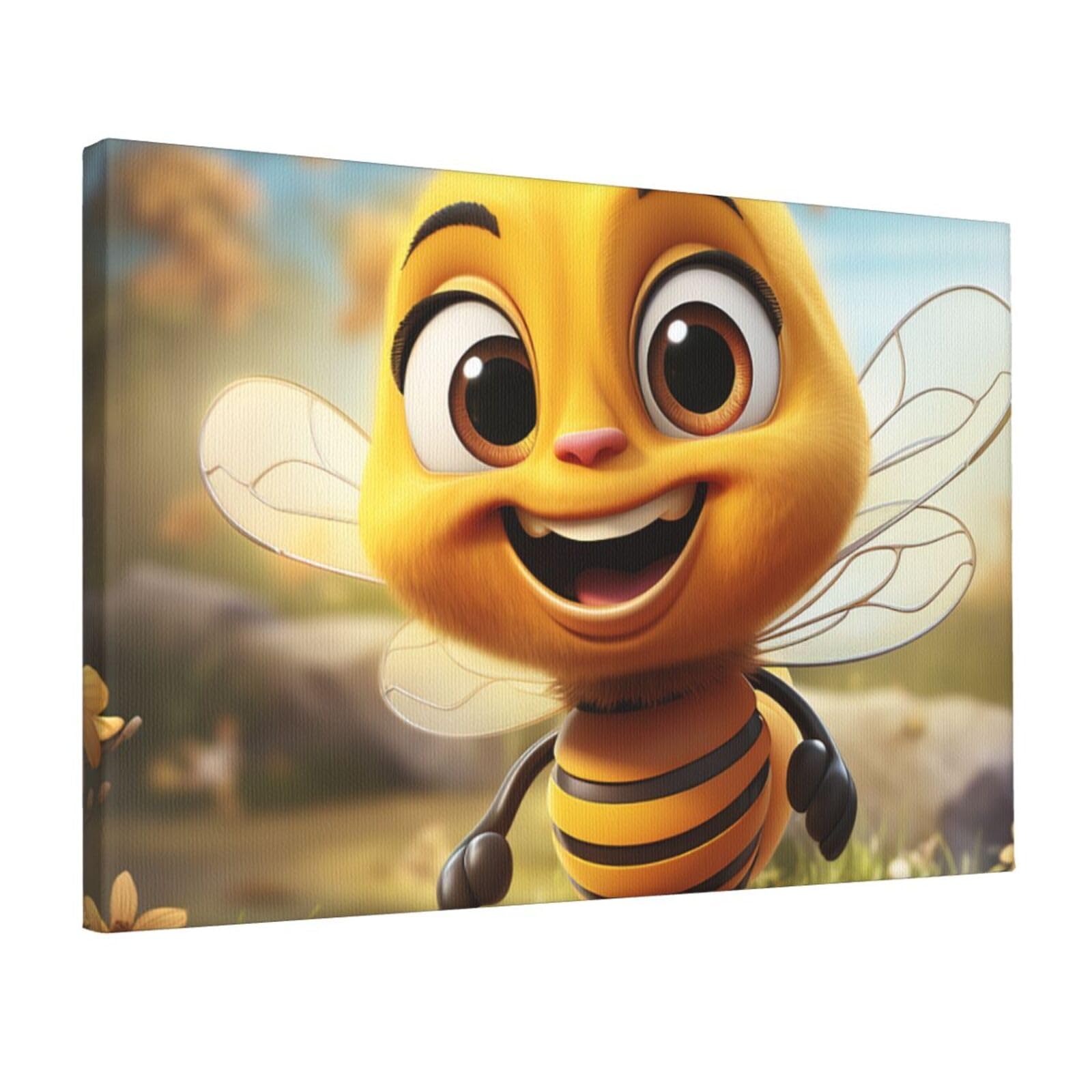 KLOPH Bee Canvas Wall Art for Living Room 12"x18" Modern Artwork Painting for Bathroom Hanging Canvas Prints Aesthetic Wallart for Bedroom Kitchen Office Wall Decor