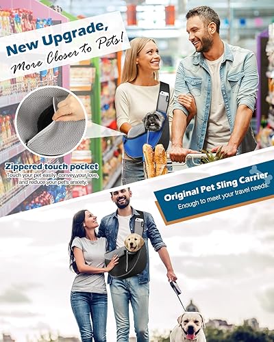 Miniatura 2 de Pawaboo Transportador para perros, papoose para perros con bolsillo táctil con cremallera, transporte de malla transpirable para cachorros, bolso