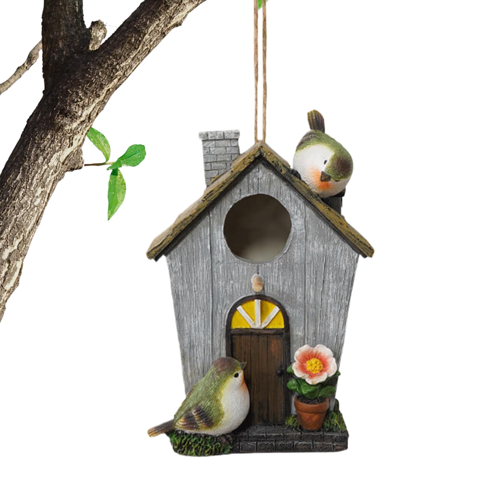 Nichoir à oiseaux en résine imperméable avec abri d'arrêt amovible pour maison et jardin