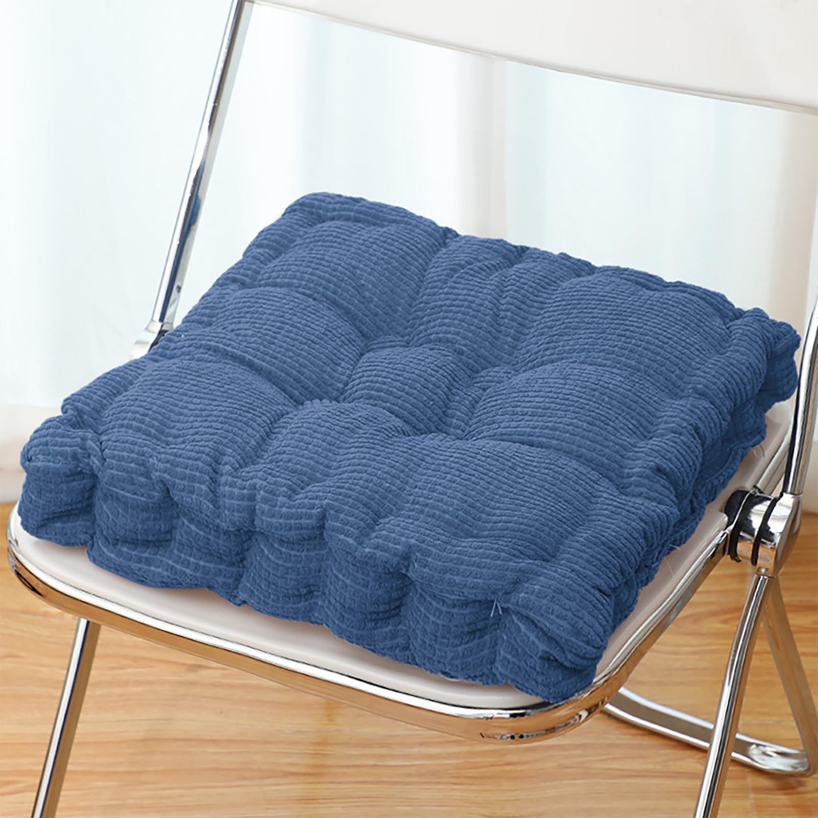 Cuscini Per Sedie Con Laccetti Antiscivolo - 40x40 Cm - Imbottiti In Schiuma - Blu Navy - Confezione Da 4 - Per Interni/Esterni, Giardino E Ufficio