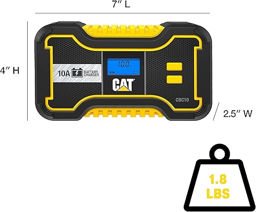 Miniatura 6 de Cat erpillar CBC10 - Cargador de batería profesional de 10 amperios para baterías de plomo ácido de 6 V/12 V y baterías de litio de 12 V