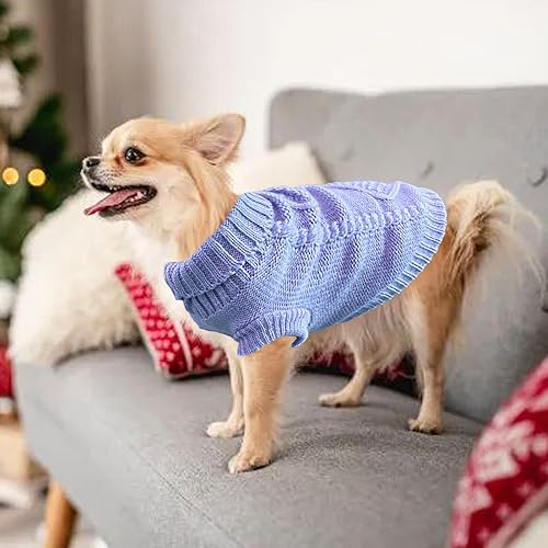 Miniatura 2 de Suéter de Chihuahua de 2 piezas para perro pequeño, suéter de punto para primavera e invierno, lindo tejido de cuello alto, ropa cálida para gatos