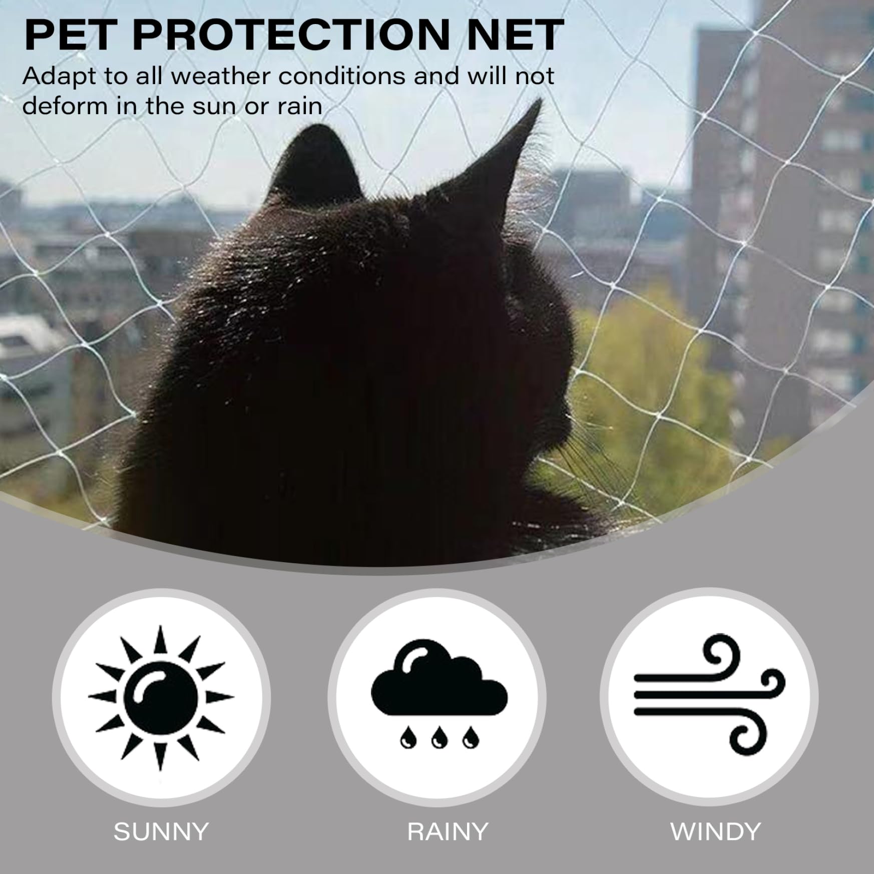 Rete da balcone per animali domestici 26x10 ft Rete anticaduta trasparente per gatti da balcone in nylon antiuccelli tagliabile per scale e finestre