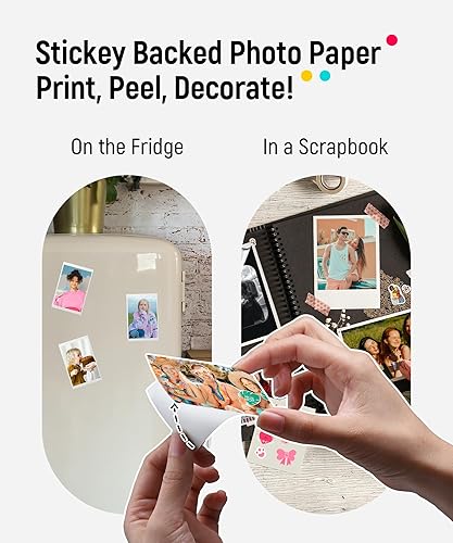 Miniatura 6 de Liene Impresora fotográfica, mini impresora instantánea portátil instantánea de 2 x 3 con papel adhesivo de 50 Zink, Bluetooth 5.0, compatible con