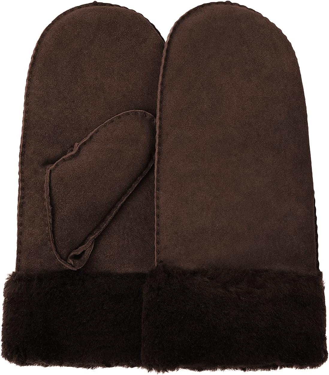 Surblue Men’s Winter Sheepskin Suede Mittens Leather Fur Premium Shearling Warm Cuff Thick Lambswool Lined