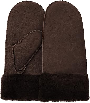 Surblue Mens Winter Sheepskin Suede Mittens Leather Fur Premium Shearling Warm Cuff Thick Lambswool Lined