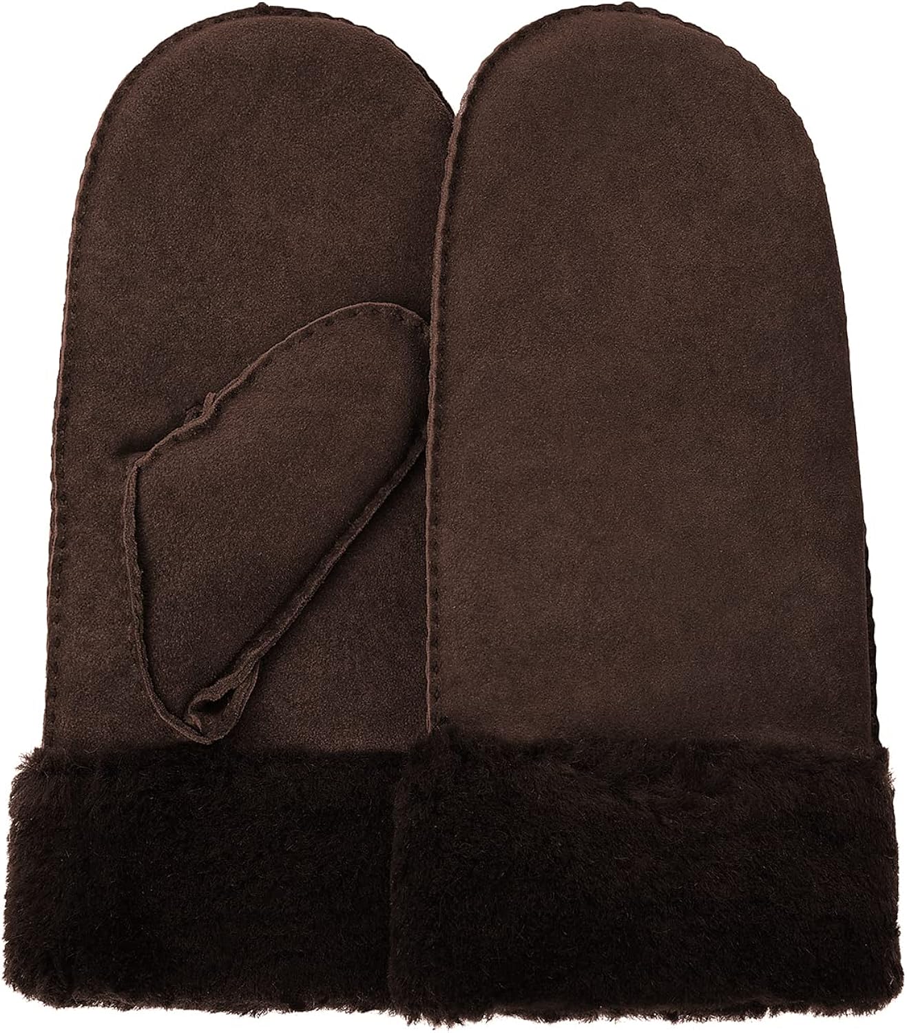 Surblue Manoplas de gamuza de oveja de invierno para hombre, piel de oveja de alta calidad, cálido puño grueso forrado de lana de cordero