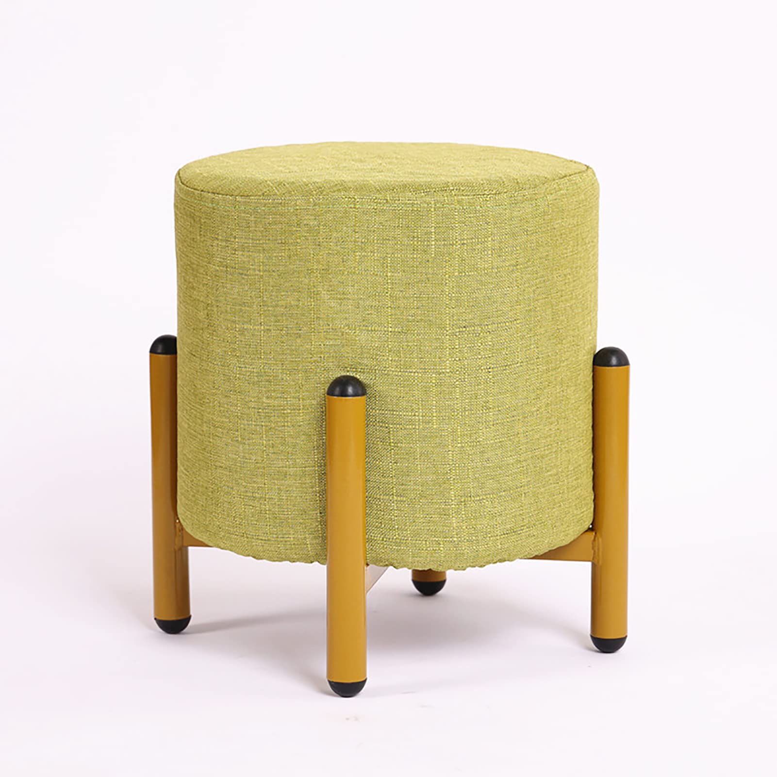 Repose-Pieds Bas Vert en Flanelle de Coton et Lin pour Salon et Chambre