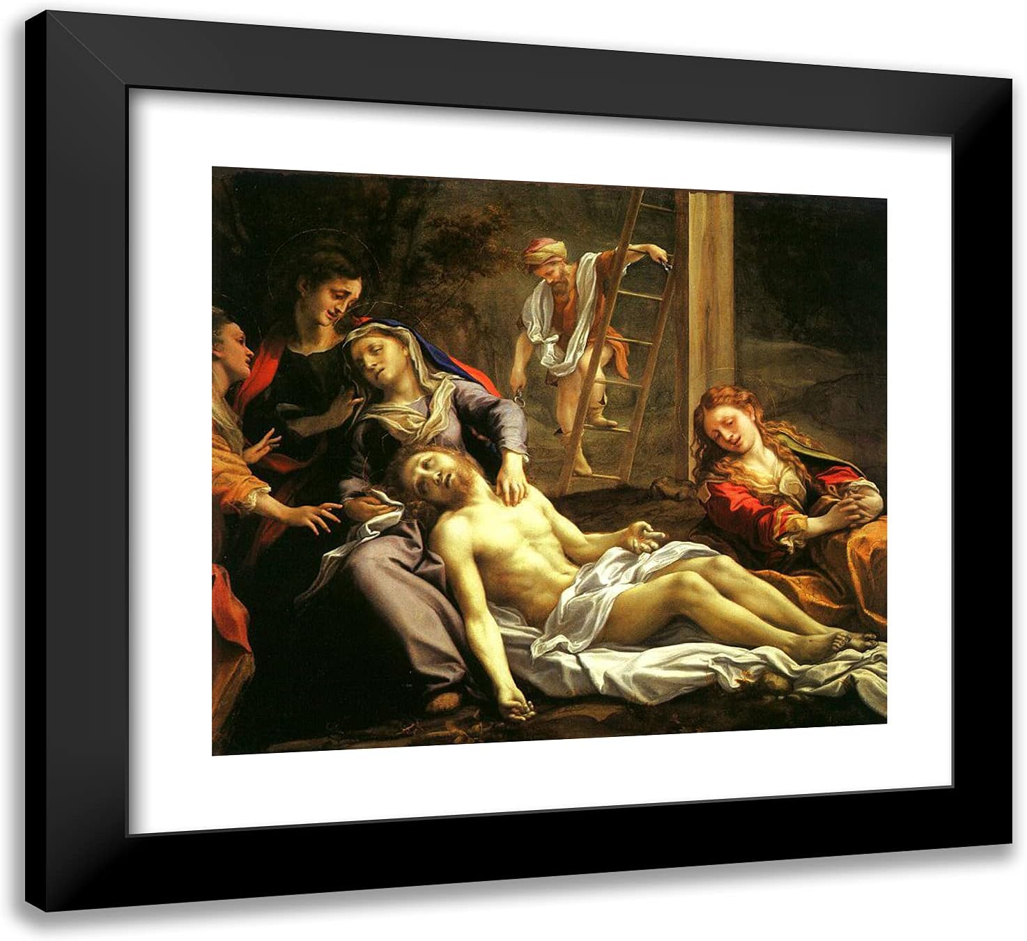 ArtDirect Correggio 22x20 Gold Ornate Framed Art Print with Double Matting Titled: Deposition