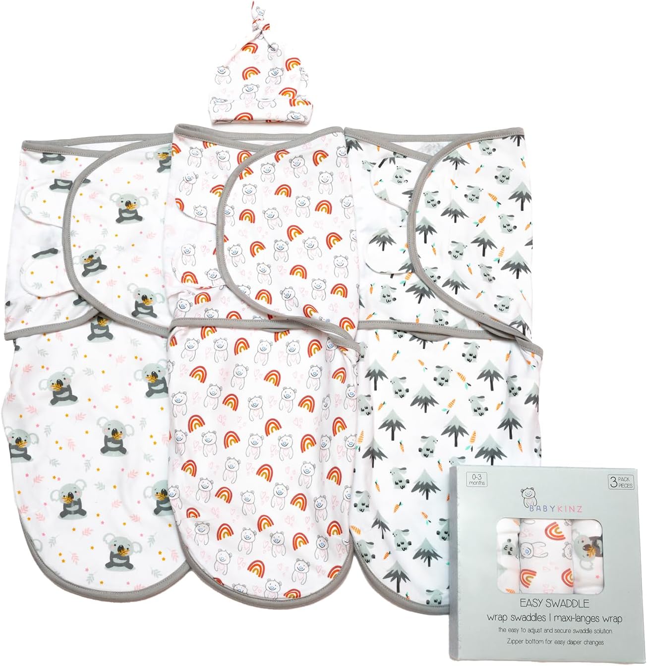 Baby Swaddle Blanket Adjustable Cotton Newborn Sleep Sacks with, Easy Change Zipper