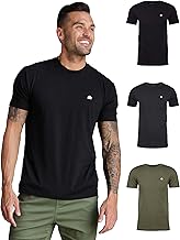 INTO THE AM Mens Logo Basic Tees 3 Pack Multipack - Fitted Essential Crewneck Blank Gym Classic Casual True Fit Fashion Undershirts for Guys Black/Charcoal/Olive Green, X-Large