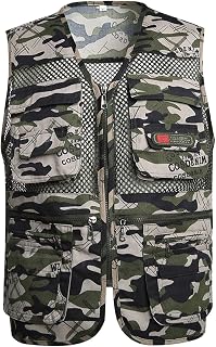 TDEOK Fishing Vests Men's Spin Fishing Mesh Vest with Multi Pockets, Breathable Camping Photography Jacket, Men's Breathable Safari Vest with Many Pockets for Hunting, Fishing, Camping