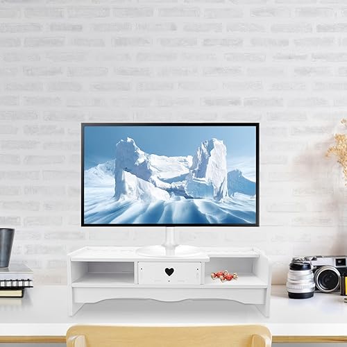 Miniatura 6 de Style Computer Monitor Riser with Storage Drawer Compact Elevated Stand for Office Desk Space-saving Tablet Shelf and CPU Tower Holder with