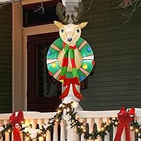 Vista 8 de Juegoal - Corona inflable de Navidad de 1.2 m con Rudolph, reno iluminado con luces LED integradas, decoración de Navidad para interiores