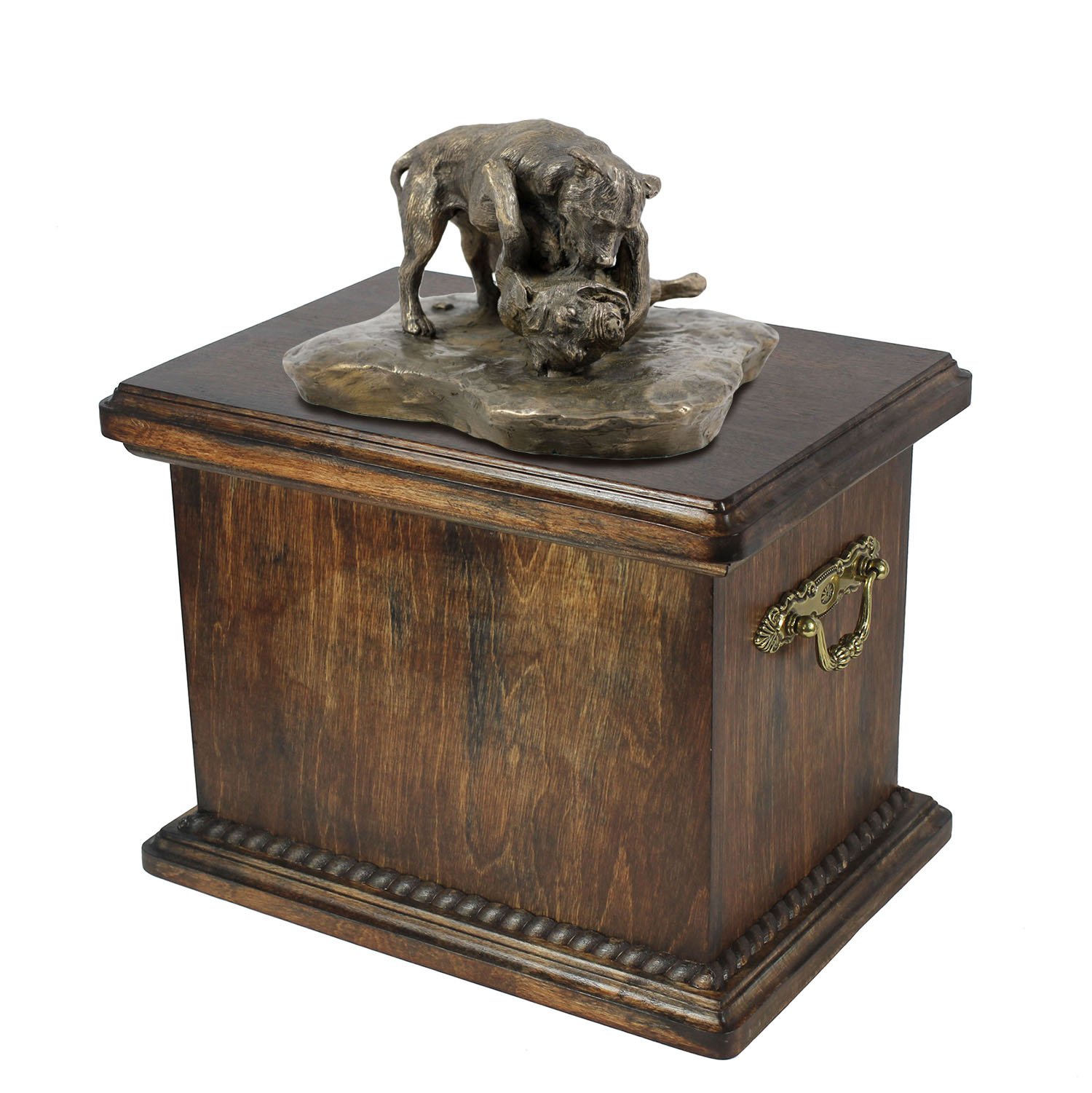 Urne pour les cendres de chien Lutte, statue souvenir faite main pour surmonter le deuil