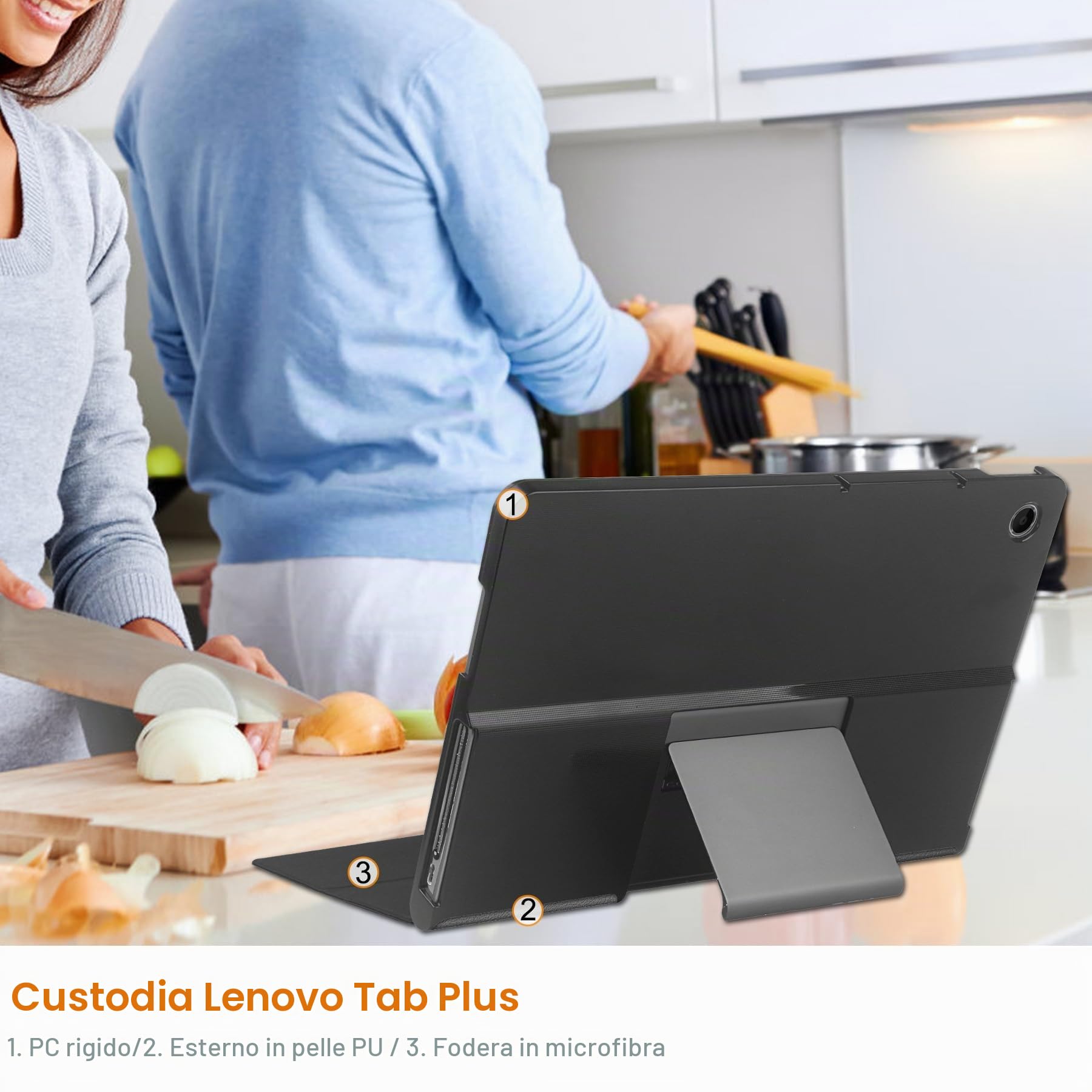 Cover per Lenovo Tab plus 11.5'' (2024) custodie +1 Pezzi Vetro Temperato,Gomma Protezione Protettivo,Ultra Sottile Antiurto Anti-Graffio TPU Flessibile Case -Grigio